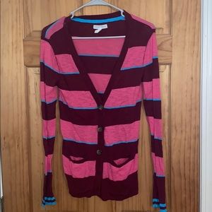 Pink, maroon, and blue striped sweater